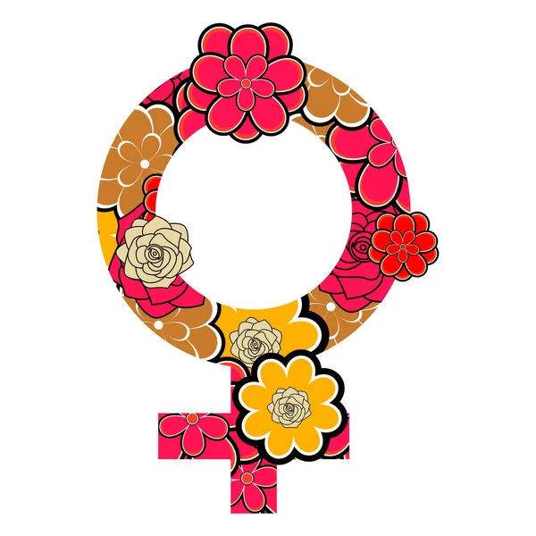 Symbol ženské pohlaví s růží — Stockový vektor