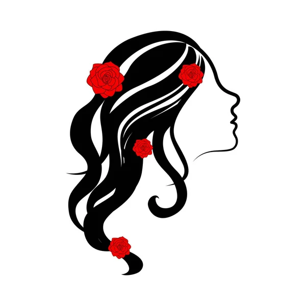 Chica de belleza avatar con rosas — Vector de stock