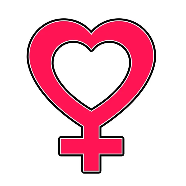 Coeur en forme de symbole de genre féminin — Image vectorielle