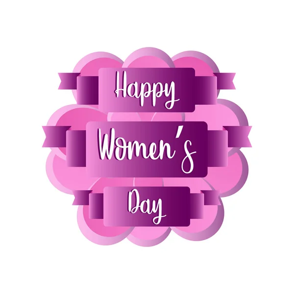 Flower with a ribbon with text. Happy women day — Stock Vector