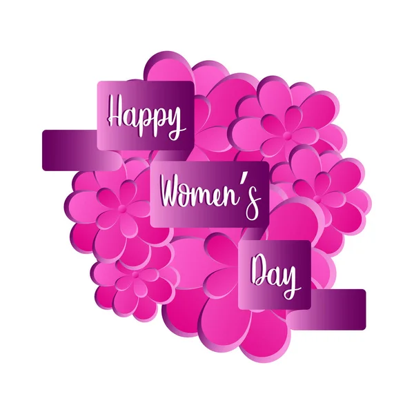 Blumen mit Schleife. Glücklicher Frauentag — Stockvektor