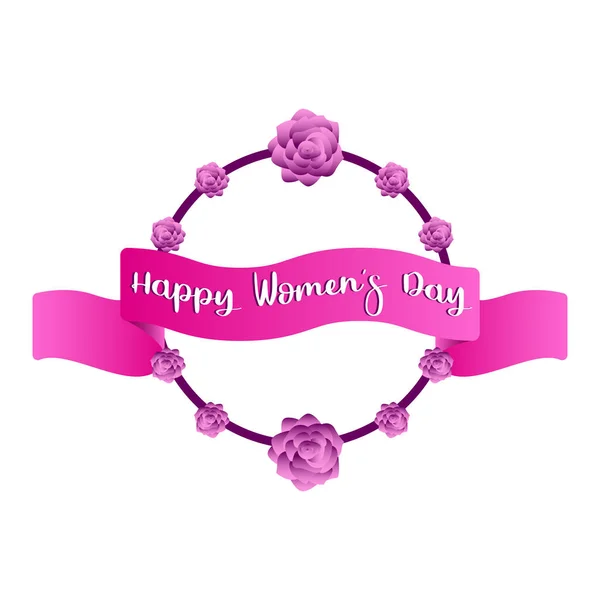 Label with roses. Happy women day — Stock Vector