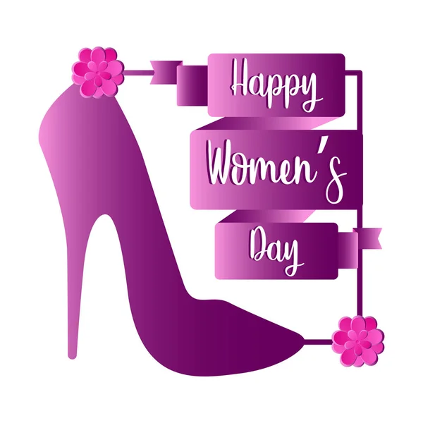 高鞋跟鞋与玫瑰。快乐妇女日 — 图库矢量图片