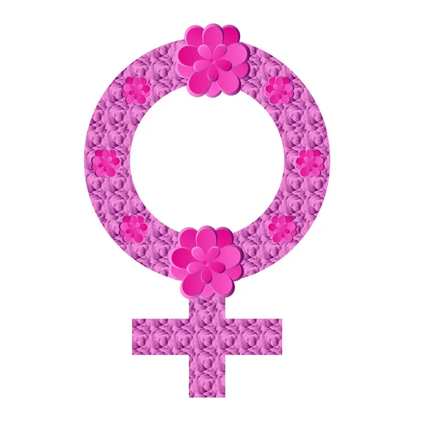 Femme symbole de genre avec des fleurs — Image vectorielle