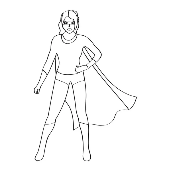 Esbozo de personaje de dibujos animados Superwoman — Vector de stock