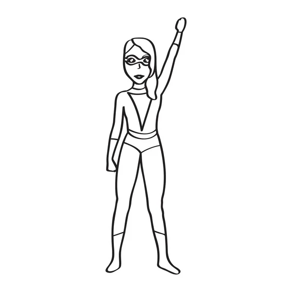 Superwoman cartoon karakter schets — Stockvector