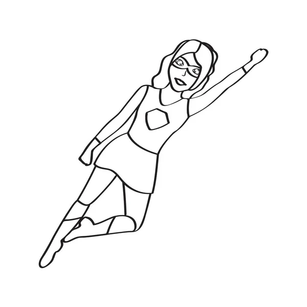 Superwoman dessin animé personnage croquis — Image vectorielle