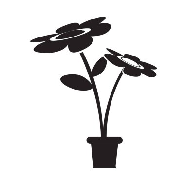 Bir pot siluet sevimli çiçek