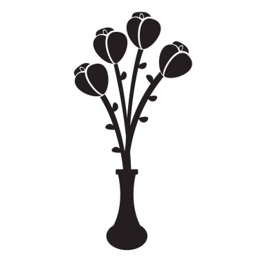 Bir pot siluet şirin gül