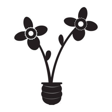 Bir pot siluet sevimli çiçek