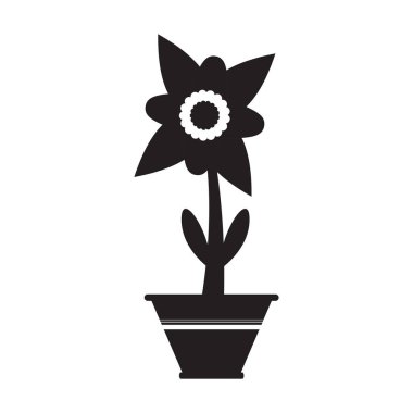 Bir pot siluet sevimli çiçek