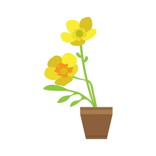 花盆上的可爱花朵 — 图库矢量图片