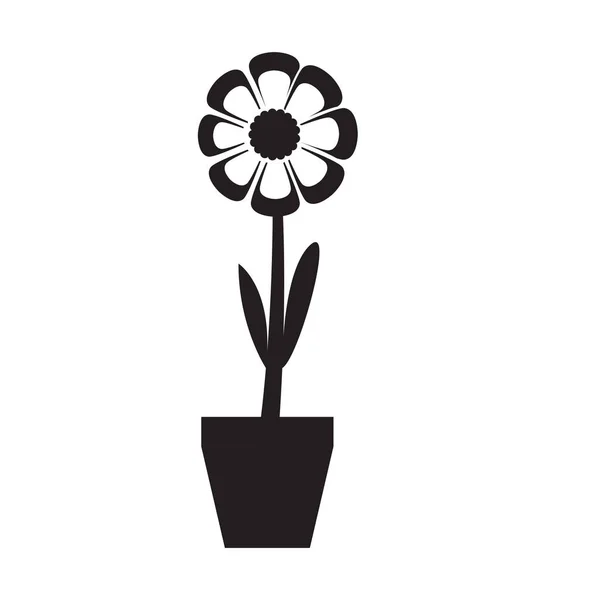Jolie fleur sur une silhouette de pot — Image vectorielle
