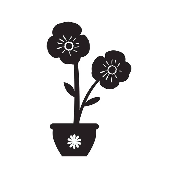 Jolie fleur sur une silhouette de pot — Image vectorielle