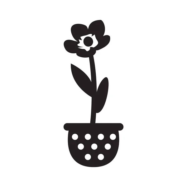 Flor bonita em uma silhueta de pote —  Vetores de Stock
