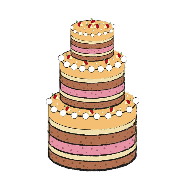 Icône gâteau détaillé — Image vectorielle