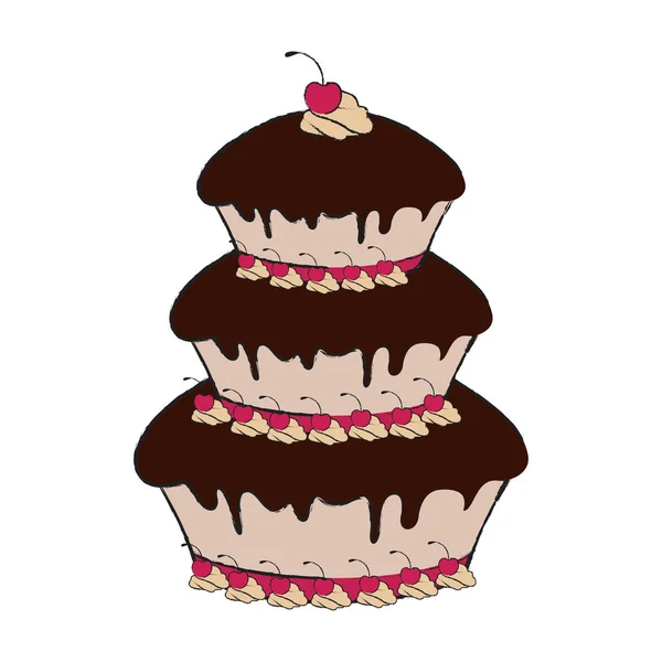 Icône gâteau détaillé — Image vectorielle