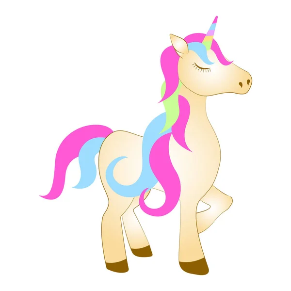 Majestueuze schattig unicorn stripfiguur. Fantasie — Stockvector