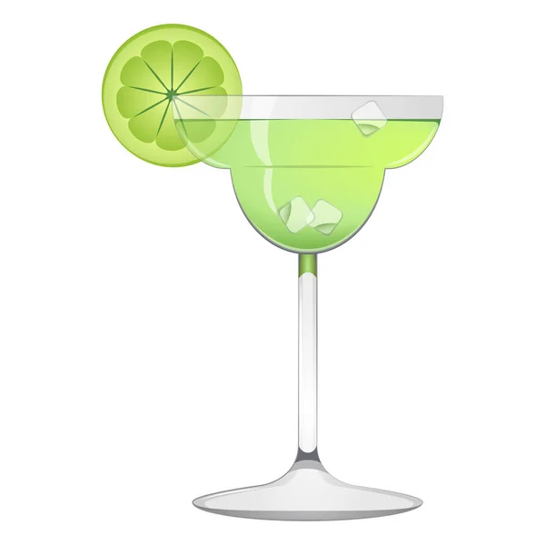 Зеленый коктейль с ломтиком лимона — стоковый вектор