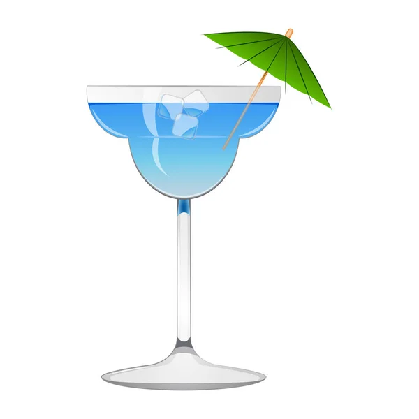 Blauer Cocktail mit Regenschirm — Stockvektor