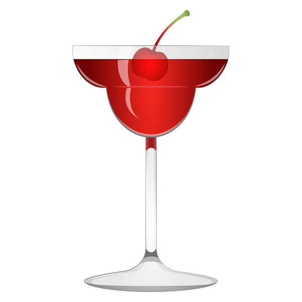 Red cocktail with a cherry - Stok Vektor