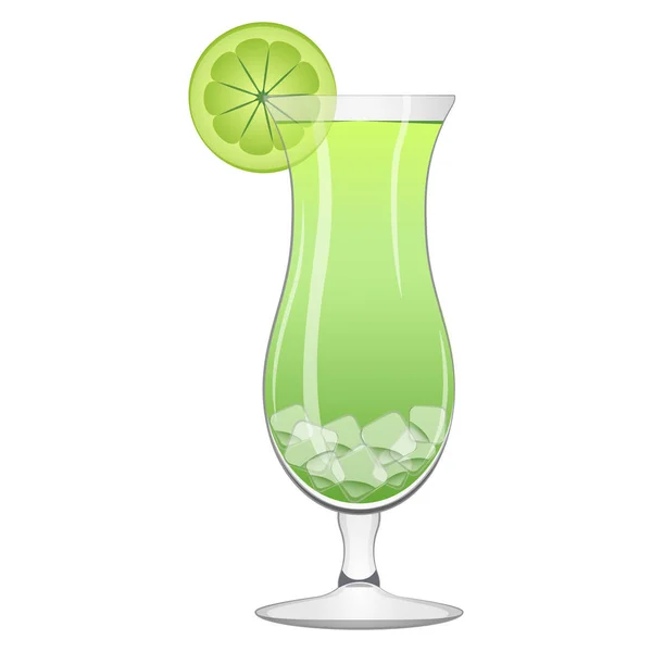 Green cocktail with a lemon slice — Stock Vector