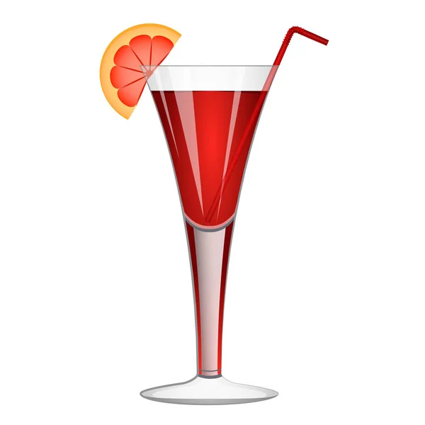 Cocktail rouge avec une tranche d'orange — Image vectorielle