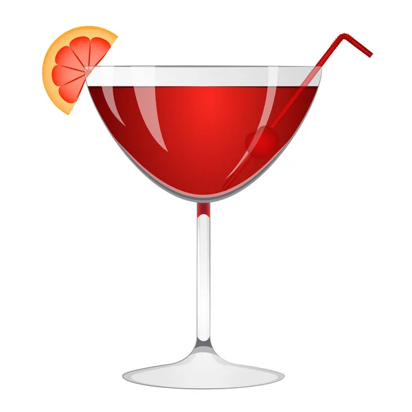 Cocktail rouge avec une tranche d'orange — Image vectorielle