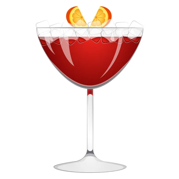 Roter Cocktail mit Orangenscheiben — Stockvektor