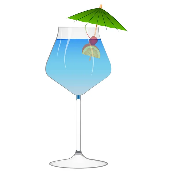 Modrý koktejl s deštníkem — Stockový vektor