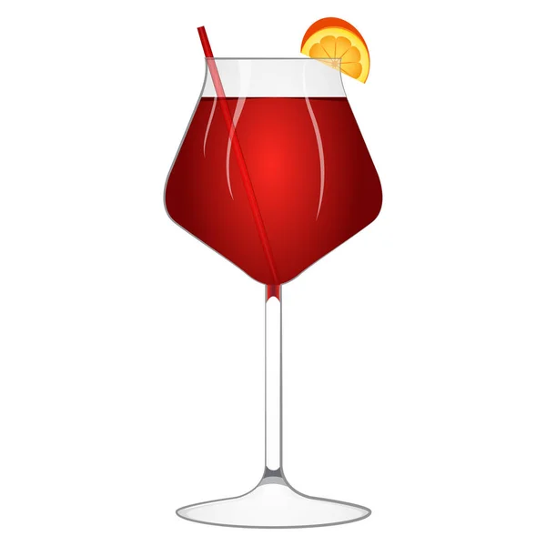 Röd cocktail med en orange skiva — Stock vektor