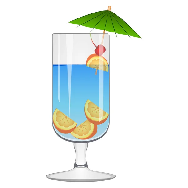 Modrý koktejl s deštníkem — Stockový vektor