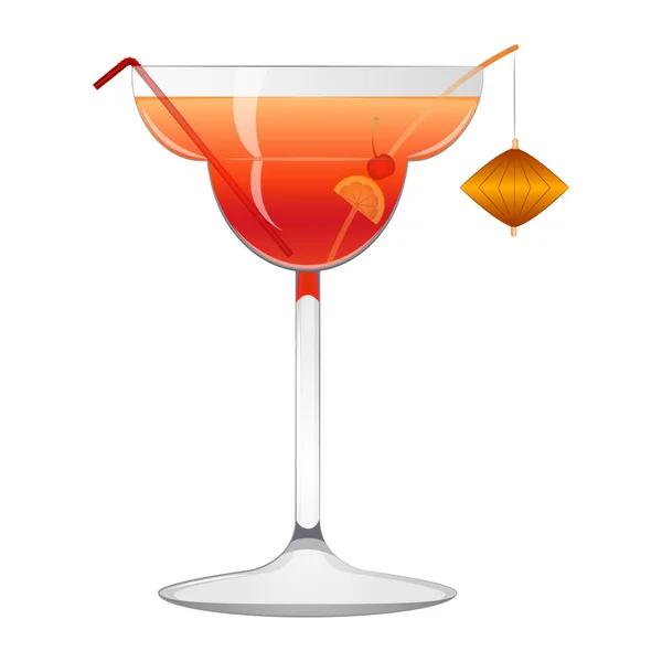 Cocktail tropical avec une tranche d'orange — Image vectorielle