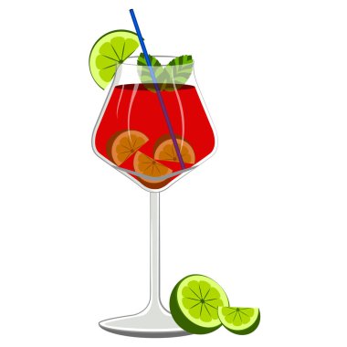 Kırmızı kokteyl limon dilimleri ile