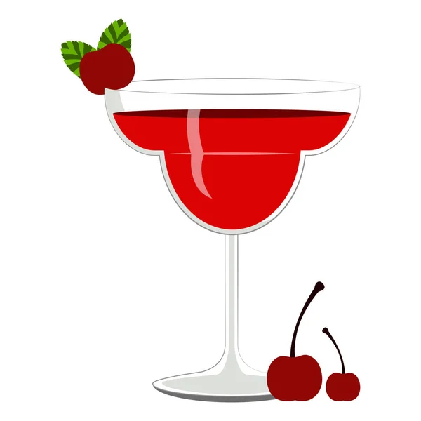 Cocktail vermelho com cerejas — Vetor de Stock