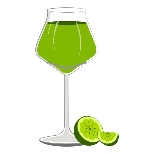 Зеленый коктейль с ломтиком лимона — стоковый вектор
