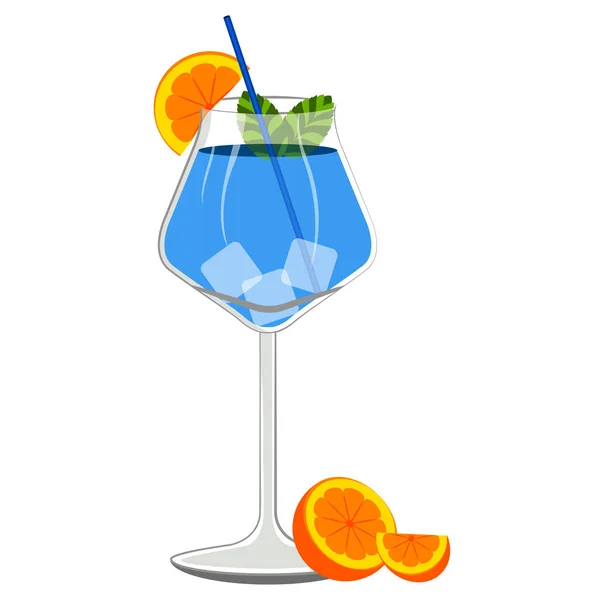 Mavi kokteyl portakal dilimleri ile — Stok Vektör