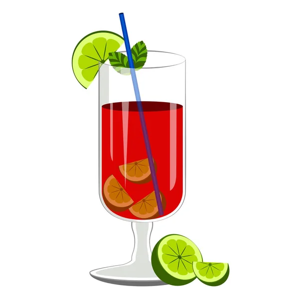 Červené koktejl s citrónem — Stockový vektor