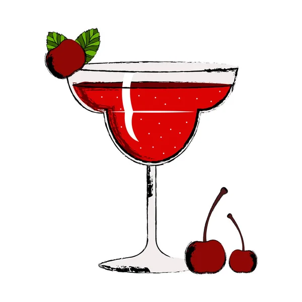 Cocktail vermelho com cerejas — Vetor de Stock