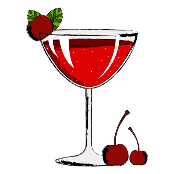 Cocktail vermelho com cerejas — Vetor de Stock