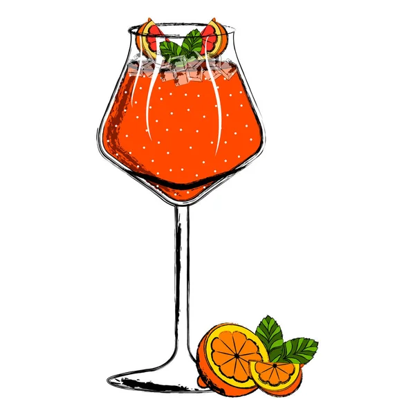 Orangencocktail mit Orangenscheiben — Stockvektor