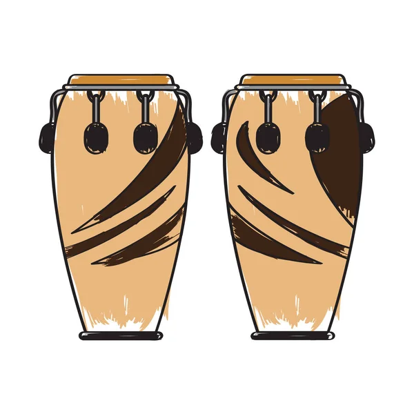 Um par de tambores de conga. Instrumento musical — Vetor de Stock