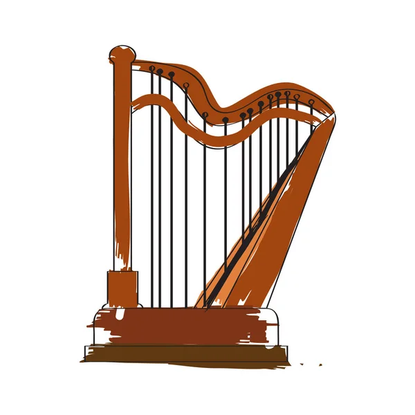 Icono de arpa aislado. Instrumento musical — Vector de stock