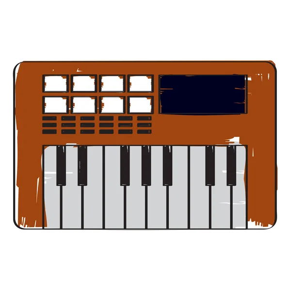 Ikona na białym tle klawiatury. Instrument muzyczny — Wektor stockowy