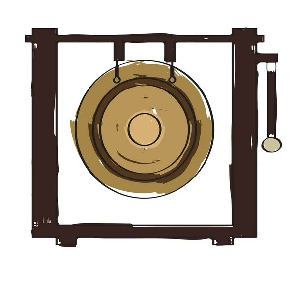 Icono de gong aislado. Instrumento musical — Archivo Imágenes Vectoriales