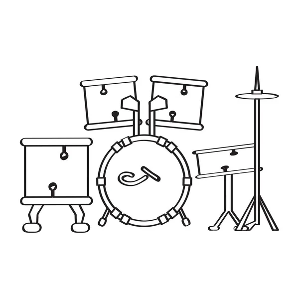Icono de conjunto de tambor. Instrumento musical — Archivo Imágenes Vectoriales