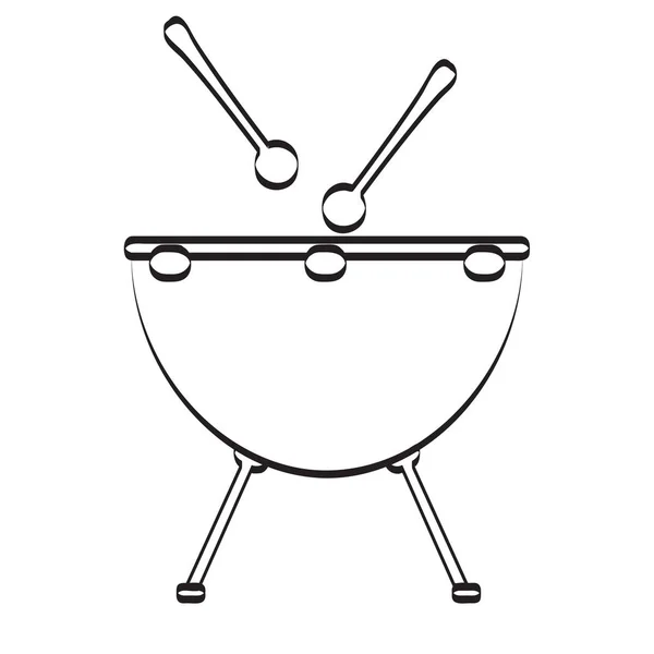 Isolée icône de tambour. Instrument de musique — Image vectorielle