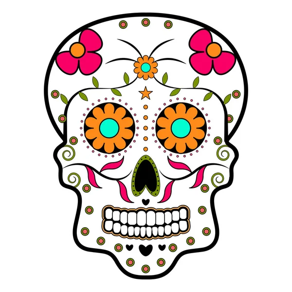 Kwiatowy ornamente głowy czaszka. Dzień zmarłych — Wektor stockowy