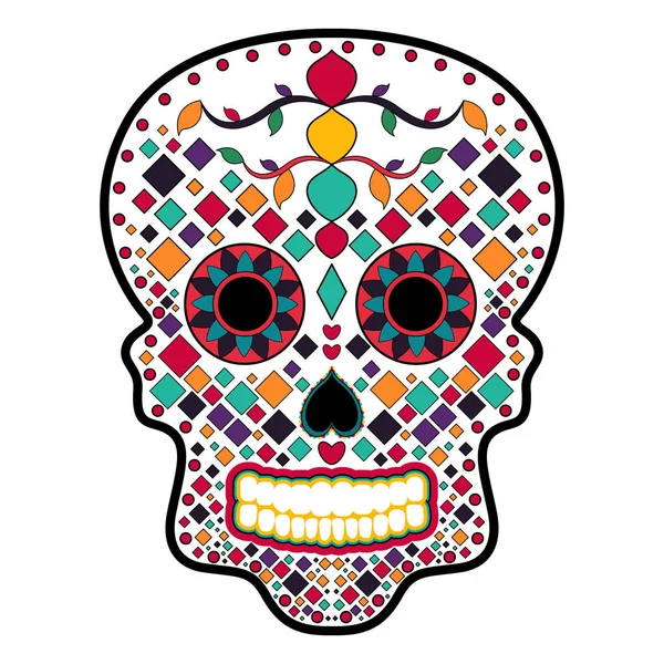 Цветочный орнаментный череп. День мертвых — стоковый вектор