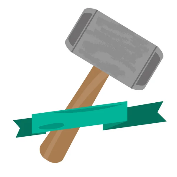 Icône de marteau avec ruban — Image vectorielle